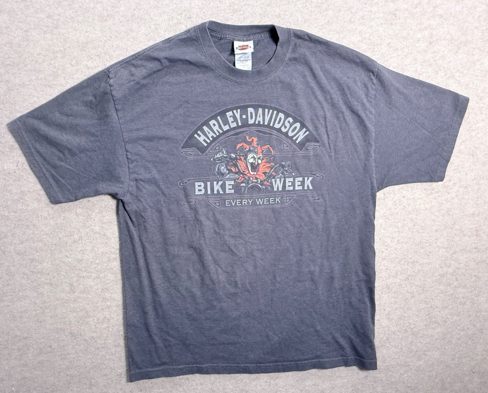 Harley Davidson Jester Bike Week Every Week Branson MO Vtg Made USA Gray Tshirt